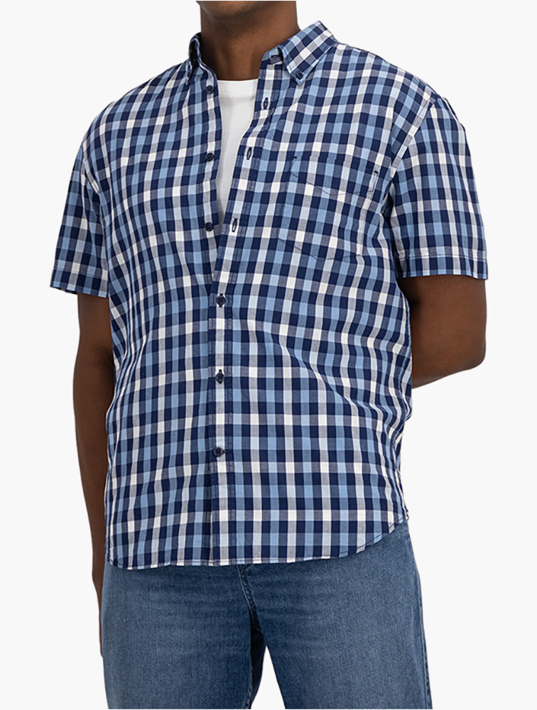 Shop Woolworths Blue Regular Cotton Classic Check Shirt for Men from